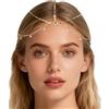 Mikovivi Catena Capelli con Strass, Catena per Capelli Bohemiana Multistrato Dorata Gioiello Copricapo da Sposa per Donna Matrimonio Festa