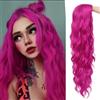 Siudus Parrucche rosa calde lunghe per le donne ricci ondulati sintetici metà parte di Halloween partito parrucca per capelli
