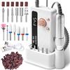 Tiandirenhe Fresa per Unghie Professionale, 45000 RPM, Lima Elettrica Portatile con 13 Punte e 56 Fasce Abrasive, Schermo LED, Ultra Silenziosa, Ricaricabile, per Unghie Acriliche, Lucidatura Gel (Bianco)