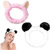 Fukpo 2 Pezzi Fascia Capelli Donna Orecchie Gatto Panda, Fascia Struccante Rosa e Bianco