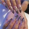 Wedity 24 PZ Moon Stars Fake Nail Amore Cuore Onda Della Perla Acrilica Unghie False Stampa su Unghie Puntate Artificiali False Nails per le Donne Ragazze (B)