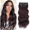 XFSRG 55cm Extensions Clip Capelli Veri 4 Pezzi Hair Extension Clip Parrucche Donna Naturale Riccioli Lunghi E Ondulati Con Forcina Capelli Finti Donna Per Viaggio(Marrone Scuro)