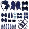 SKHAOVS 33 Pezzi Blu Tiny Hair Bows Clips Grosgrain Ribbon Bows Barrette per capelli Mollette per Capelli Bambina Fermagli Capelli Clip Dolci Elastici Ragazze Bambini Neonati(Blu)