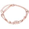 Yumilok Braccialetto da donna in argento Sterling 925 placcato oro rosa, con quadrifoglio, doppio filo, catena a mano