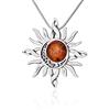 AMBEDORA, Collana da donna in ambra baltica, argento 925 ossidato, ciondolo celtico del sole e della luna su catena, set regalo