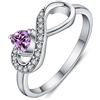 JO WISDOM Anelli Cuore Infinito Argento 925 AAA Zirconia Cubica Febbraio Birthstone Colore Ametista