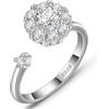FEIKFEIZ Anello da donna con moissanite, argento 925 placcato oro bianco 18 carati, moissanite creato in laboratorio, anello aperto regolabile, anello in argento, anello di fidanzamento, regalo di gioielleria