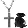 Lunexus Croce Argento 925 Rodiato, Ciondolo 2,5 cm, Catena 60 cm | Croce in Argento 925 Rodiato, benedetta da un sacerdote cattolico con certificato, simbolo di fede.