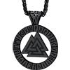 Bandmax Collana Uomo Acciaio con Triangolo Celtico Vichinga, Rotondo Amuleto Ciondoli per Collane, Argento Collane Uomo Ragazzo Gioielli di Moda, 55+5 cm Catena Regolabile, Stile Punk Gotici Rock