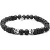 Nato Cuff - Bracciale Teschio Skull in Argento - Perline Lava Pietre semipreziose - Perle di ceramica greca artigianale -Gioielli Uomo o Donna fatti a mano in Francia (Large 19cm)