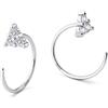 BodyBonita Orecchini Cerchio Donna Argento 925 Ipoallergenici, Semiaperto Huggie Orecchini Piccoli Set Argento Lobo Piercing