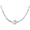 NicoWerk Bracciale da donna in argento 925 con perla di acqua dolce, bianco, semplice, filigrana, lucido, elegante, SAB273