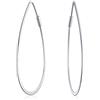 Bling Jewelry Orecchini a cerchio grandi ovali sottili leggeri senza fine a forma di pera in filo piatto geometrico minimalista boho per donne in argento sterling .925 da 1,75 pollici.