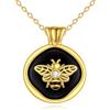 KQF Collana da donna in argento Sterling con ciondolo a forma di ape nera con ciondolo a forma di ape, Piccolo, Argento sterling, Onice