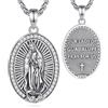 INFUSEU Collana Vergine Maria Collane Ciondolo Argento Sterling 925 Protezione Gioielli Fortunato Medaglia Madonnina Miracolosa Cristianesimo Regalo per Le Donna