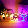 Focenat Insegna Luminosa, LED WHISKEY BAR 42 x 16 cm, Neon USB Dimmerabile 10 Livelli, Pannello in Acrilico Decorazione Parete Interna Bar Pub Ristorante