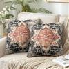 Chicamy Federe Cuscini Divano 40x40 Set di 2 Vintage Federe Cuscini in Lino Stile Etnico Federa Cuscino Boemia Quadrate Copricuscini Motivo Geometrico Cuscini Divano Esterno Soggiorno da Letto Esterni