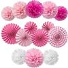 DAZUOQIYUN 14 Pezzi PomPon di Carta Velina Rosa, Decorazioni da Appendere a Ventaglio di Carta, Fiori di Carta, Floreali Pom Pom per Feste, Nozze, Compleanno, Matrimoni, Festival