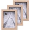 lincoolart Cornice Portafoto 13x18 cm in Legno Naturale, Set da 3 Pezzi, Cornici MDF con Vetro Acrilico Infrangibile, per Parete e Tavolo, Ideale per Foto, Regalo e Decorazione