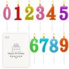 BEAN LIEVE - Candele numeriche per torta di compleanno, 10 pezzi, numero 0-9 con brillantini, decorazione per torte per compleanni, matrimoni, anniversari, feste (colore)