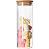 Stgbcst Barattoli in vetro con coperchio in bambù, ermetici, per pasta e cereali, per spaghetti, pasta, farina, chicchi di caffè (20 x 6 cm)