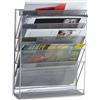 Relaxdays Porta-riviste da Muro, Depliant da Parete A4 Espositore Stand per Giornali HLP: 40 x 32 x 10 cm, Argentato