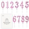BEAN LIEVE - Candele numeriche per torta di compleanno, 10 pezzi, numero 0-9 con brillantini, decorazione per torte per compleanni, matrimoni, anniversari, feste (rosa)