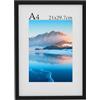DTXDTech Cornice portafoto formato A4, 21 x 30 cm, in legno nero, formato A4, con passepartout, cornice con certificato per supporto da parete, per decorazione da tavolo, cornice nera