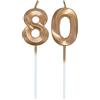 Lahviuu Candele di Compleanno Numero,Candele Decorazione di Topper Torta Buon Compleanno,per Festa Nozze Anniversario Celebrazione Forniture,80 anni (Champagne)