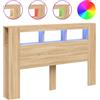 vidaXL Testata LED rovere Sonoma 160x18,5x103,5 cm Materiale a base di legno