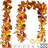OEMG 2 Pezzi Ghirlanda Foglie d'Acero Artificiali, OEMG 3,6m Ghirlanda Autunnale con 2 Luci e 4 Ganci, Ghirlande Foglie Autunnali Finte per Decorazioni Natalizie Halloween Autunno Ringraziamento Camino