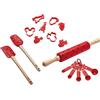 Prestige Set di 4 utensili da cucina Disney Bake with Mickey Mouse, con cucchiaini dosatori, spatola in silicone, mattarello in silicone e formine per biscotti