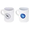 Generico SET 2 PEZZI Tazzine Caffè in Ceramica con Manico per SSC NAPOLI Calcio Prodotto Ufficiale con Scatola Originale Idea Regalo Interno Bianco