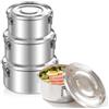 BORDEAG Contenitore per il Pranzo in Acciaio Inox, 3 Pezzi Contenitori per il Pranzo in Acciaio Inox de 660 ml, 1040 ml, 1590 ml, con Coperchio e Tasche, ideali per Snack, Zuppe e Pasti Principali