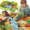 FRUSE Sabbia Giocattolo per Bambini, Kit di Sabbiera con Sabbia Magica, Dinosauro Giocattolo, Lente d'Ingrandimento con Dinosauri, Giocattoli Sensoriali Giochi Sabbiera Regalo di Natale per Bambini