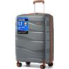 KONO Valigia Trolley da 56cm Rigida e Leggero Polipropilene Valigie con TSA Lucchetto e 4 Ruote (Grigio)