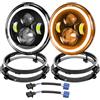PICAA 2x Rotonda 7 Pollici Faro a LED Con Anello Di Montaggio, 50W 5000 LM 3000K+6000K 4 Modalità di Illuminazione DRL Hi Lo Beam, Luci Fuoristrada per Wrangler JK TJ LJ CJ Hummber H1 H2