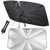 MAXITALY Ombrello Parasole Auto 138x75CM, Manico Pieghevole 360° Fibra Ossea, Parasole Auto Parabrezza Interno Fibra Riflettente Argento E Titanio, Ampia Compatibilità - Accessori Auto Premium