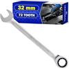MONTERAL Chiave a Cricchetto 32 mm 72 Denti - Chiave Inglese a Cricchetto Realizzato in Acciaio Legato CrV