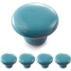 Ganzoo manopole a bottone in ceramica blu per mobili, ricambio per porte e cassetti di armadi e comò, look vintage shabby chic, set 4, Ø32mm profondità 23mm, compatibili con pannelli fino 18mm