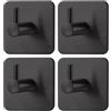 Drenky Ganci Adesivi Bagno, 4 Pezzi Ganci Adesivi in Acciaio Inox Appendini Adesivi Impermeabili Gancio Adesivo Nero Ganci Adesivi Cucina Senza Forare Con Tampone Adesivo Per Bagni, Cucine, Uffici