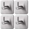 Drenky Ganci Adesivi Bagno, 4 Pezzi Ganci Adesivi in Acciaio Inox Appendini Adesivi Impermeabili Gancio Adesivo Argento Ganci Adesivi Muro Senza Forare Con Tampone Adesivo Per Bagni, Cucine, Uffici