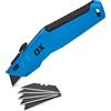 OX Pro OX-P225901 - Coltello multiuso retrattile con 5 lame SK5 a doppia faccia con contenitore, corpo in metallo resistente, manico ergonomico, cambio lama a sgancio rapido