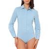 Allegra K Camicia Con Bottoni, Body Da Donna, A Maniche Lunghe, Body Da Lavoro, Tute Con Colletto Bianca S