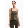 Desigual, blusa aderente con spalline, Donna, Cotone, Verde, L