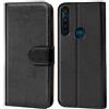 Verco custodia per Motorola Moto G8 Power, Case per Motorola G8 Power Cover PU Pelle Portafoglio Protettiva, Nero