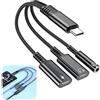 JRILUO 3 in 1 USB C a jack da 3,5 mm e cuffie di tipo C e adattatore caricabatterie USB C, musica e ricarica contemporaneamente, supporta telefonate, splitter audio OTG per telefoni cellulari e tablet con