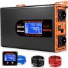SolaYnc Inverter 2000W/4000W 12V 220/230V Onda Sinusoidale Pura,2 EU Presa,Porta Type-C da 30W e porta USB, telecomando LCD schermo LCD,Adatto per Elettrodomestici, Camper Campeggio