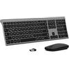 Seenda 2.4G Slim Wireless Tastiera e Mouse Ricaricabile, Tastiera Tedesca QWERTZ Sottile per Windows/PC, computer, laptop, Smart TV, Grigio e Nero