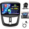 Hikity 4+128G Autoradio Android per Peugeot 207 2006-2015 Wireless Carplay 9''Incell Schermo per Auto Android Auto WiFi Touchscreen Bluetooth5.0 GPS Retrocamera